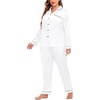 image:imageSWOMOG Womens Plus Size Pajamas Silky Pajama Set Button Down Sleepwear Classic Silk Pj Set Ladies Two Piece Loungewear SetPippingsnow White