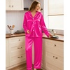 image:imageSWOMOG Womens Plus Size Pajamas Silky Pajama Set Button Down Sleepwear Classic Silk Pj Set Ladies Two Piece Loungewear SetRose Red