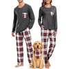 image:imageSWOMOG Adult Christmas Pajamas Buffalo Plaid Pajama Pants with Pockets Long Sleeve Tops for Couples amp FamilyDeep Grey