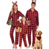 image:imageSWOMOG Family Christmas Matching Pajamas Set Long Sleeve Plaid Pajamas for Women Pjs Set Soft 2 PCS Loungewear Red Plaid XL