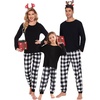image:imageSWOMOG Family Christmas Matching Pajamas Set Long Sleeve Plaid Pajamas for Women Pjs Set Soft 2 PCS Loungewear White Plaid XXL