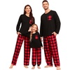 image:imageSWOMOG Family Christmas Matching Pajamas Set WomenMen Modal Pajama 2 PCS Long Sleeve Sleepwear Sets with Pockets Kids Red Black Plaid 140 CM