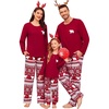 image:imageSWOMOG Family Christmas Matching Pajamas Set WomenMenKids Modal Pajama 2 PCS Long Sleeve Sleepwear Sets with PocketsRed Bear