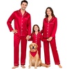 image:imageSWOMOG Family Matching Pajamas Set 2Piece Silk Satin Sleepwear LoungewearRed