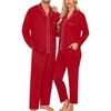 image:imageSWOMOG Matching Family Pajama Set Long Sleeve Christmas Pajama Button Down Holiday Sleepwear Men Wine Red Small