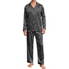 image:imageSWOMOG Men Pajamas Matching Pajamas Set Silk Satin Pj Long Sleeve Button Down Sleepwear 2 Pcs LoungewearBlack Floral