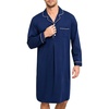 image:imageSWOMOG Mens Nightgown Long Sleeve Sleep Shirt Big amp Tall Nightshirt Button Down Pajama Comfy Nightwear MXXXLNavy Blue