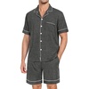 image:imageSWOMOG Mens Pajama Set Short Sleeve 2 PCS Sleepwear Button Down Soft Loungewear Modal Set Pj Set with Pockets S3XLDeep Grey
