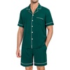 image:imageSWOMOG Mens Pajama Set Short Sleeve 2 PCS Sleepwear Button Down Soft Loungewear Modal Set Pj Set with Pockets S3XLGreen