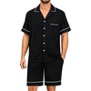 image:imageSWOMOG Mens Pajama Sets Short Sleeve Sleepwear Button Down Loungewear Soft Modal Lounge Pjs with Pockets SXXLBlack