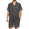 image:imageSWOMOG Mens Pajama Sets Short Sleeve Sleepwear Button Down Loungewear Soft Modal Lounge Pjs with Pockets SXXLDark Grey