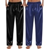 image:imageSWOMOG Mens Satin Silk Pajama Pant Long Pj Bottoms Soft Lounge Sleep Pants with Pockets amp DrawstringBlackNavy Blue