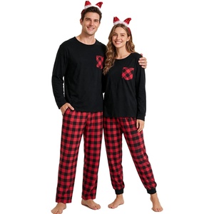 image:imageSWOMOG 100 Cotton Christmas Pajamas for Couples Buffalo Plaid PJ Set for Couples amp FamilyGreen Black Plaid