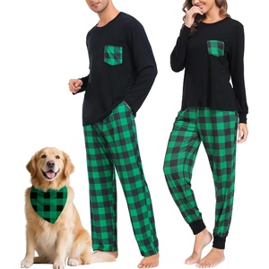 image:imageSWOMOG Adult Christmas Pajamas Buffalo Plaid Pajama Pants with Pockets Long Sleeve Tops for Couples amp FamilyBlack  Green Plaid