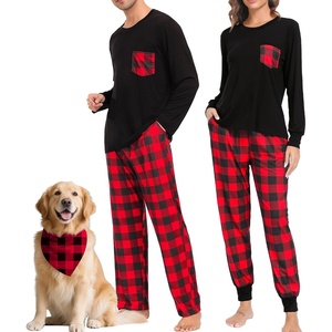 image:imageSWOMOG Adult Christmas Pajamas Buffalo Plaid Pajama Pants with Pockets Long Sleeve Tops for Couples amp FamilyBlack  Red Plaid