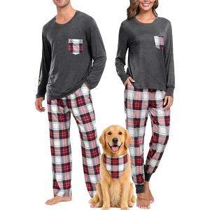 image:imageSWOMOG Adult Christmas Pajamas Buffalo Plaid Pajama Pants with Pockets Long Sleeve Tops for Couples amp FamilyDeep Grey