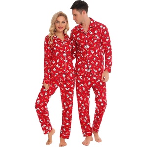 image:imageSWOMOG Christmas Family Matching Pajamas Long Sleeve Pj Set Festival Party Comfy Sleepwear with Button