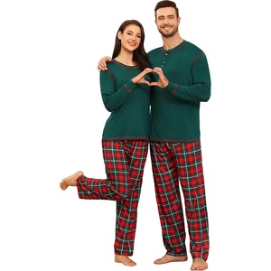 image:imageSWOMOG Couple Christmas Pajamas MEN amp WOMEN Pjs Long Sleeve Top amp Plaid Bottom Soft Sleepwear LoungewearEmerald Green