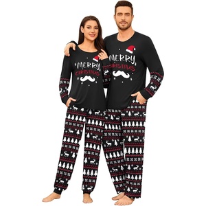 image:imageSWOMOG Couple Pajamas Sets Christmas Matching Long Sleeve Sleepwear Pjs Women amp Men Soft 2 Pieces LoungewearBlack Christmas Tree