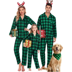 image:imageSWOMOG Family Christmas Matching Pajamas Set Long Sleeve Plaid Pajamas for Women Men Pjs Set Soft 2 PCS LoungewearGreen Plaidno Pockets