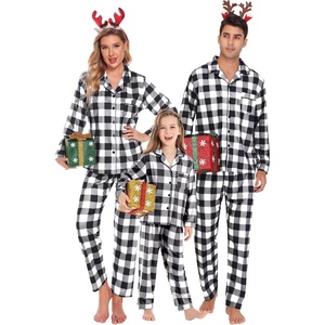 image:imageSWOMOG Family Christmas Matching Pajamas Set Long Sleeve Plaid Pajamas for Women Men Pjs Set Soft 2 PCS LoungewearWhite Plaidno Pockets