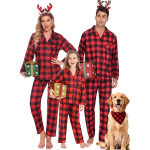 image:imageSWOMOG Family Christmas Matching Pajamas Set Long Sleeve Plaid Pajamas for Women Pjs Set Soft 2 PCS Loungewear Red Plaid XL
