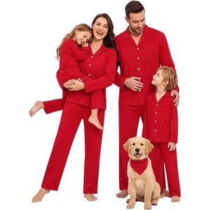 image:imageSWOMOG Family Pajamas Set Christmas Matching Pjs Long Sleeve Festival Party Nightwear Xmas Button Down Sleepwear Red
