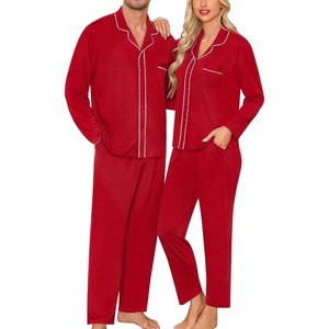 image:imageSWOMOG Matching Family Pajama Set Long Sleeve Christmas Pajama Button Down Holiday Sleepwear Men Wine Red Medium