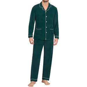 image:imageSWOMOG Men Pajamas Sets Long Sleeve Modal Sleepwear TwoPiece Soft PJs Sets Loungewear with Long PantsChristmas Green