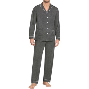 image:imageSWOMOG Men Pajamas Sets Long Sleeve Modal Sleepwear TwoPiece Soft PJs Sets Loungewear with Long PantsDark Gray