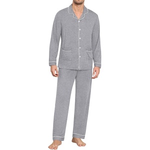 image:imageSWOMOG Men Pajamas Sets Long Sleeve Modal Sleepwear TwoPiece Soft PJs Sets Loungewear with Long PantsGrey