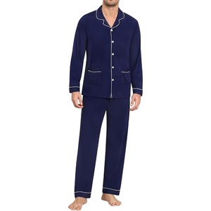image:imageSWOMOG Men Pajamas Sets Long Sleeve Modal Sleepwear TwoPiece Soft PJs Sets Loungewear with Long PantsNavy Blue