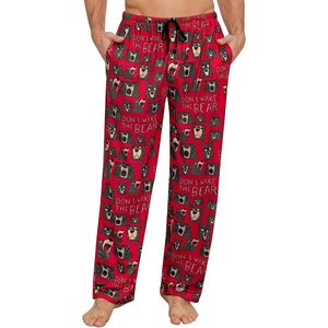 image:imageSWOMOG Mens Pajama Pants Soft Sleepwear Pant Lounge Pj Bottoms with Drawstring amp Button Fly amp PocketsRed Bear