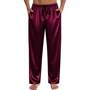 image:imageSWOMOG Mens Satin Silk Pajama Pant Long Pj Bottoms Soft Lounge Sleep Pants with Pockets amp DrawstringDeep Wine Red