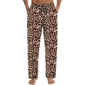 image:imageSWOMOG Mens Satin Silk Pajama Pant Long Pj Bottoms Soft Lounge Sleep Pants with Pockets amp DrawstringLeopard Print