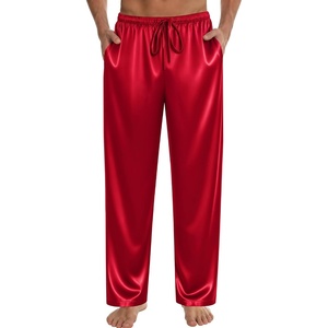 image:imageSWOMOG Mens Satin Silk Pajama Pant Long Pj Bottoms Soft Lounge Sleep Pants with Pockets amp DrawstringRed