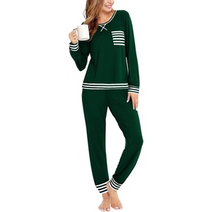 image:imageSWOMOG Pajamas Womens Long Sleeve Sleepwear with Long Pants Soft Loungewear Pj Set SXXLDark Geen