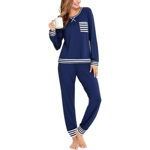 image:imageSWOMOG Pajamas Womens Long Sleeve Sleepwear with Long Pants Soft Loungewear Pj Set SXXLNavy Blue