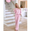 image:imageSWOMOG 100 Cotton Pajama Sets for Women Long Sleeve Button Down Plaid Sleep Set 2 Pcs Striped Loungewear with PocketsLight Pink Plaid