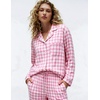 image:imageSWOMOG 100 Cotton Pajama Sets for Women Long Sleeve Button Down Plaid Sleep Set 2 Pcs Striped Loungewear with PocketsLight Pink Plaid