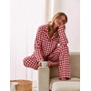 image:imageSWOMOG 100 Cotton Pajama Sets for Women Long Sleeve Button Down Plaid Sleep Set 2 Pcs Striped Loungewear with PocketsRed Plaid