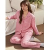 image:imageSWOMOG 100 Cotton Pajama Sets for Women Long Sleeve Button Down Plaid Sleep Set 2 Pcs Striped Loungewear with PocketsRed Striped