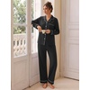 image:imageSWOMOG 100 Cotton Pajamas Set for Women 2PCS Stripe Button Down Pjs Set Sleepwear Soft Long Sleeve Lounge with PocketBlack
