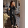 image:imageSWOMOG 100 Cotton Pajamas Set for Women 2PCS Stripe Button Down Pjs Set Sleepwear Soft Long Sleeve Lounge with PocketBlack