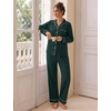 image:imageSWOMOG 100 Cotton Pajamas Set for Women 2PCS Stripe Button Down Pjs Set Sleepwear Soft Long Sleeve Lounge with PocketDark Green