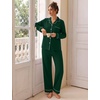 image:imageSWOMOG 100 Cotton Pajamas Set for Women 2PCS Stripe Button Down Pjs Set Sleepwear Soft Long Sleeve Lounge with PocketGreen