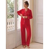 image:imageSWOMOG 100 Cotton Pajamas Set for Women 2PCS Stripe Button Down Pjs Set Sleepwear Soft Long Sleeve Lounge with PocketRed