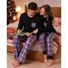 image:imageSWOMOG Adult Christmas Pajamas Buffalo Plaid Pajama Pants with Pockets Long Sleeve Tops for Couples amp FamilyBlack Red Plaid