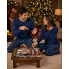 image:imageSWOMOG Adult Christmas Pajamas Buffalo Plaid Pajama Pants with Pockets Long Sleeve Tops for Couples amp FamilyDark Blue Plaid