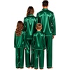 image:imageSWOMOG Christmas Matching Family Pajamas Set Silk Satin Button Down Long Sleeve WomenMenKids 2PCS Holiday SleepwearGreen Emerald
